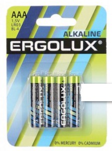 Элемент питания Ergolux ААА LR03 1шт